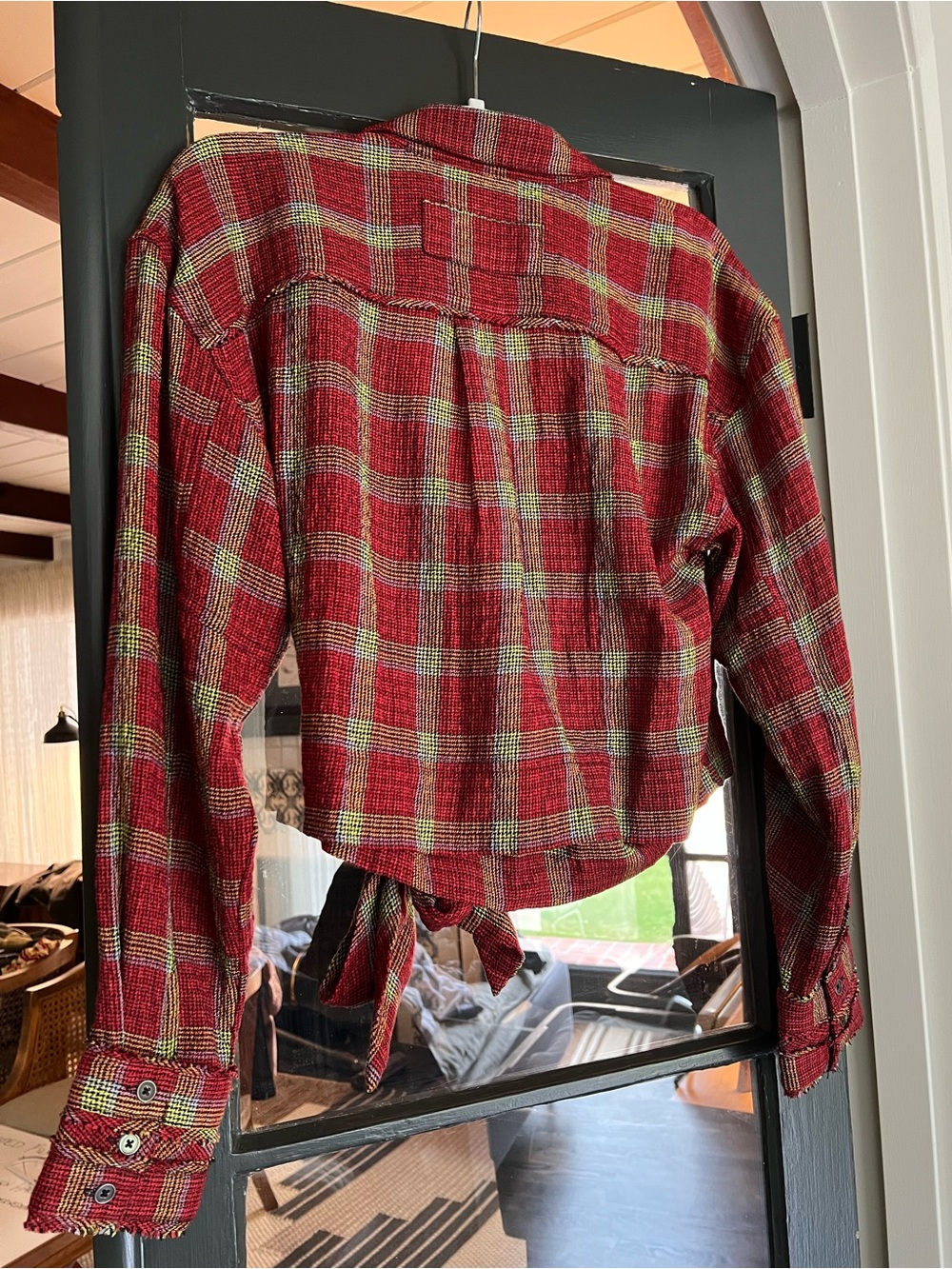 FREE PEOPLE We the Free Running Wild Red Plaid Wrap Shirt - Picture 9 of 11